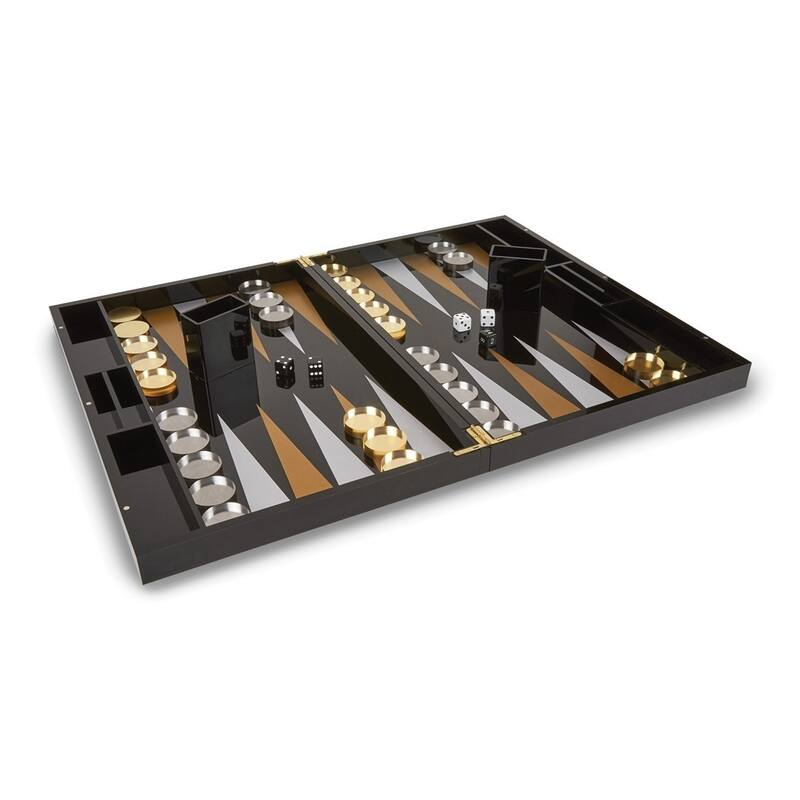 Curata Backgammon Set in Black Acrylic Case - Black