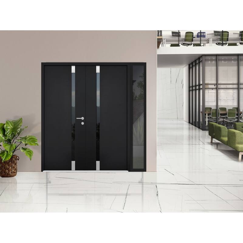 VDOMDOORS | Front Door Exterior Door | Fiberglass | Door Slab | 18x80, Black Entry Door Steel Entry Door Prehung Exterior Door