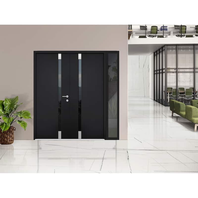 VDOMDOORS | Front Door Exterior Door | Fiberglass | Door Slab | 18x80, Black Entry Door Steel Entry Door Prehung Exterior Door