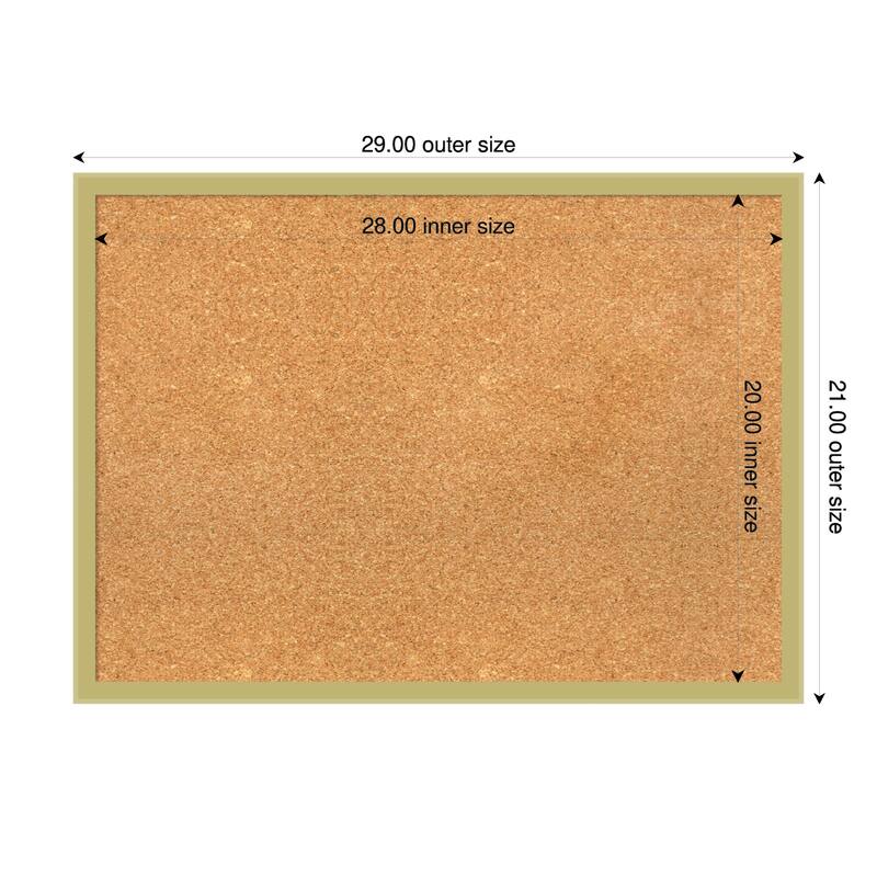 Incline Light Gold Wood Framed Cork Board - Bulletin Board, Organization Board, Pin Board - Natural - 29 x 21 in