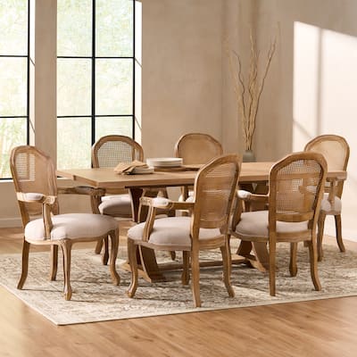 Mina Wood and Cane 7 Piece Dining Set by Christopher Knight Home