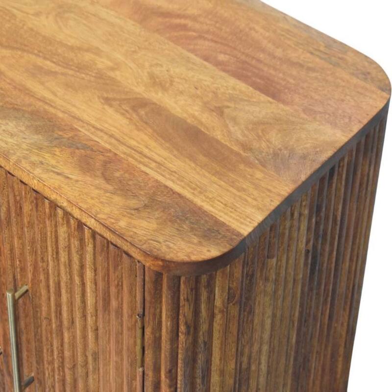 Artisan Furniture Solid Wood Solis Fluted Mini Sideboard, Brown, 2-Doors