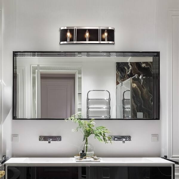 Brushed Nickel And Black Vanity Lightnull