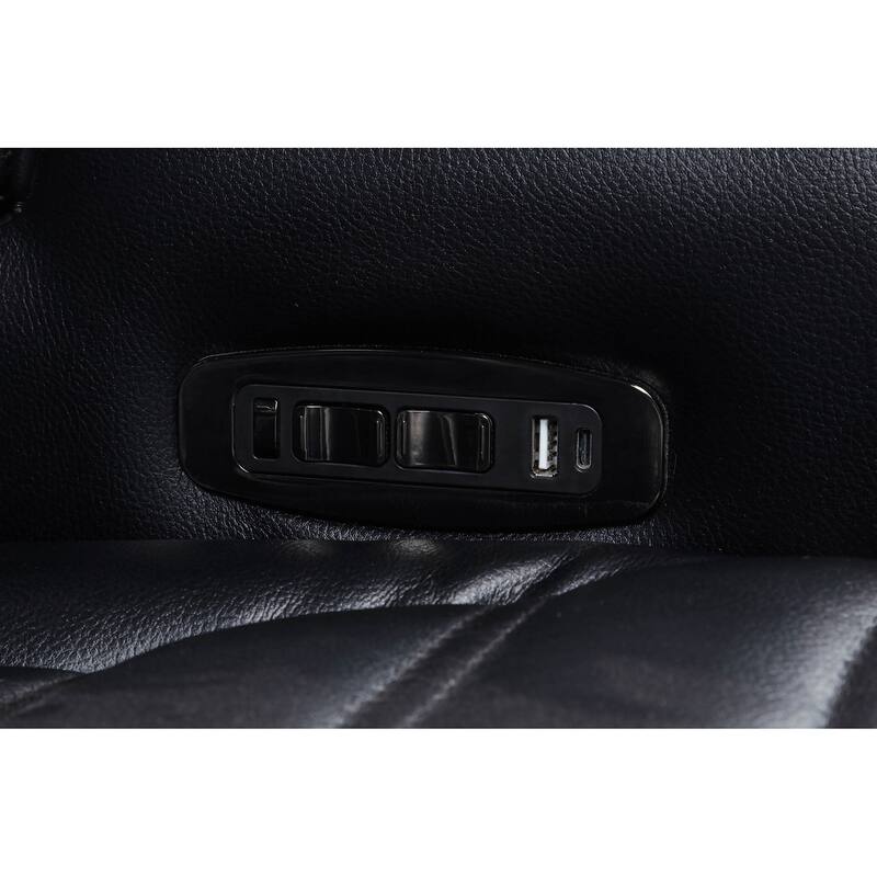 Zuma Faux Leather Dual Power LED Sofa Set Black