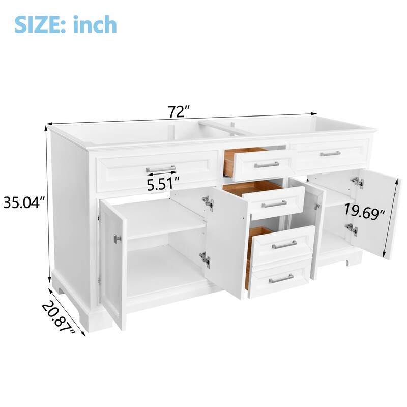 Nephelily 48" 60" 72" Vintage Uni-Vanity Bathroom Cabinet, Tall Drawer