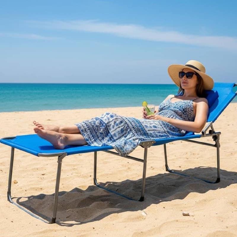 Tanning Chair with Face Hole, Folding Beach Lounge Chair for Outdoor Backyard Poolside,Beach, Patio