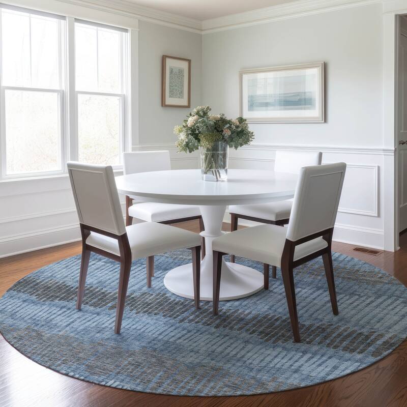 Machine Washable Indoor/ Outdoor Chantille Abstract Stripe Rug