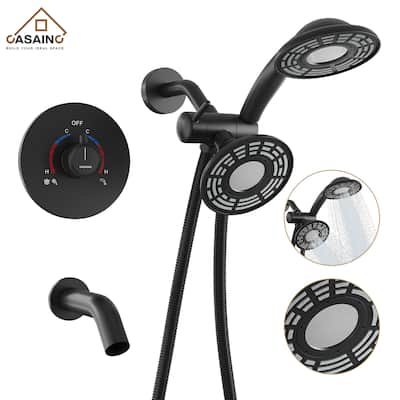 CASAINC Tub Shower Faucet, 2-Spray Patterns Shower Faucet Set with 5-inch Rainfall Shower Head and Tub Spout - 5" x 5"