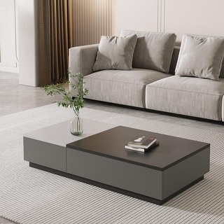 Modern Rectangular Extendable Coffee Table with Drawer Storage - Bed ...