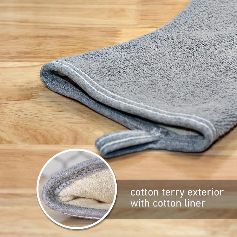 Country Cottons 100% Cotton Set of 2 Heavy Duty Heat Resistant Machine Washable Made in America Oven Mitts (Natural)