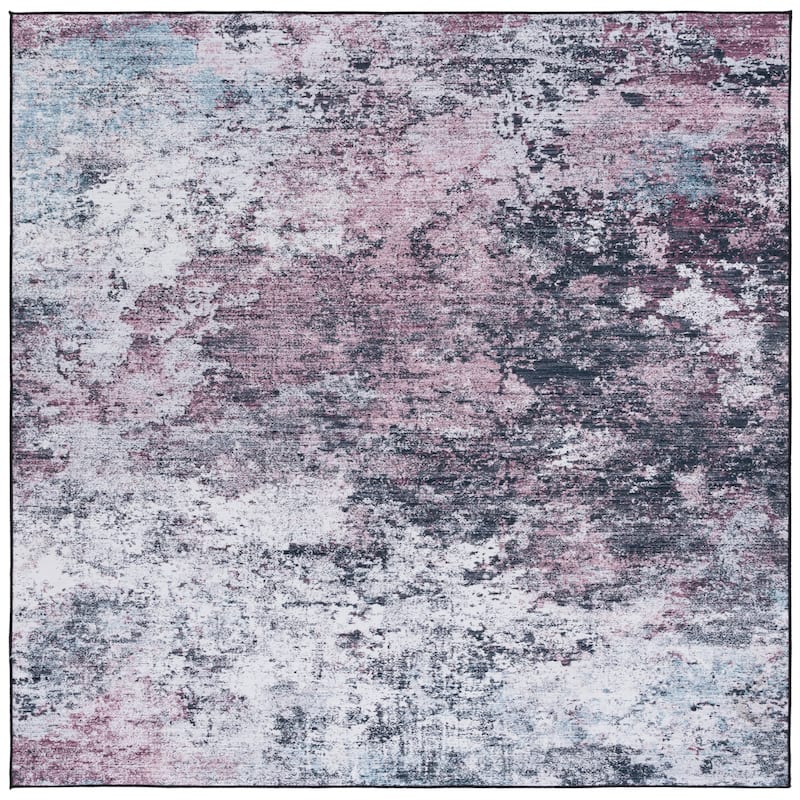 SAFAVIEH Tacoma Godi Mid-Century Modern Rug - 8' Square - Plum/Black