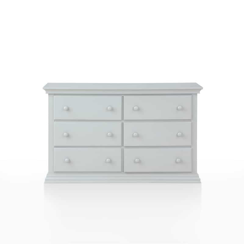 HomeRoots 56" Gray Solid and Manufactured Wood Six Drawer Double Dresser