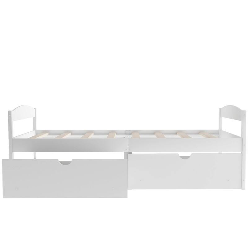 Twin Size Platform Bed, With Two Drawers