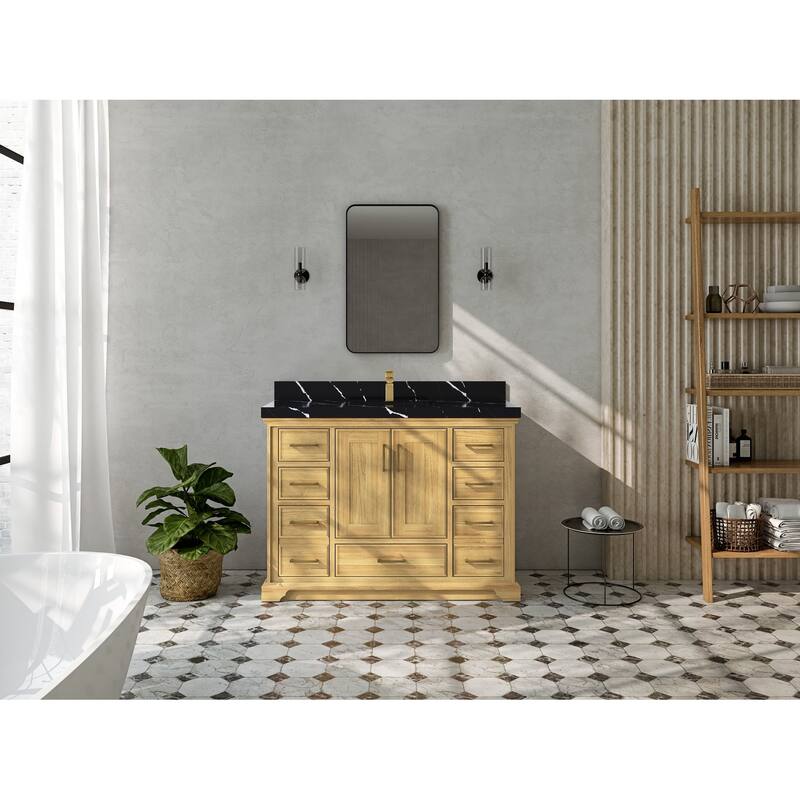 Willow Collections 48 in. W x 22 in. D Charlotte Teak Single Sink Bathroom Solid Teak Vanity with Countertop