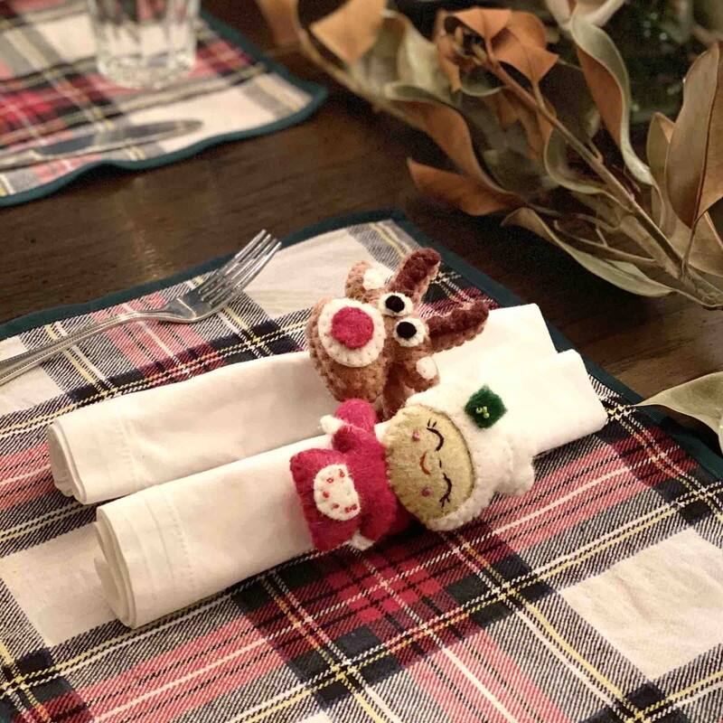 Handmade Felt Christmas Napkin Ring, Set of 4 (Nepal)