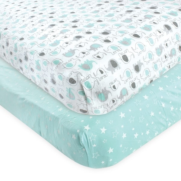 slide 1 of 1, Luvable Friends Unisex Baby Fitted Crib Sheet, Boy Basic Elephant, One Size - Boy Basic Elephant - One Size One Size - Boy Basic Elephant