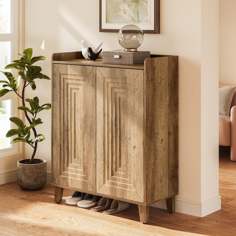 5-Tier Wooden Shoe Cabinet with Doors