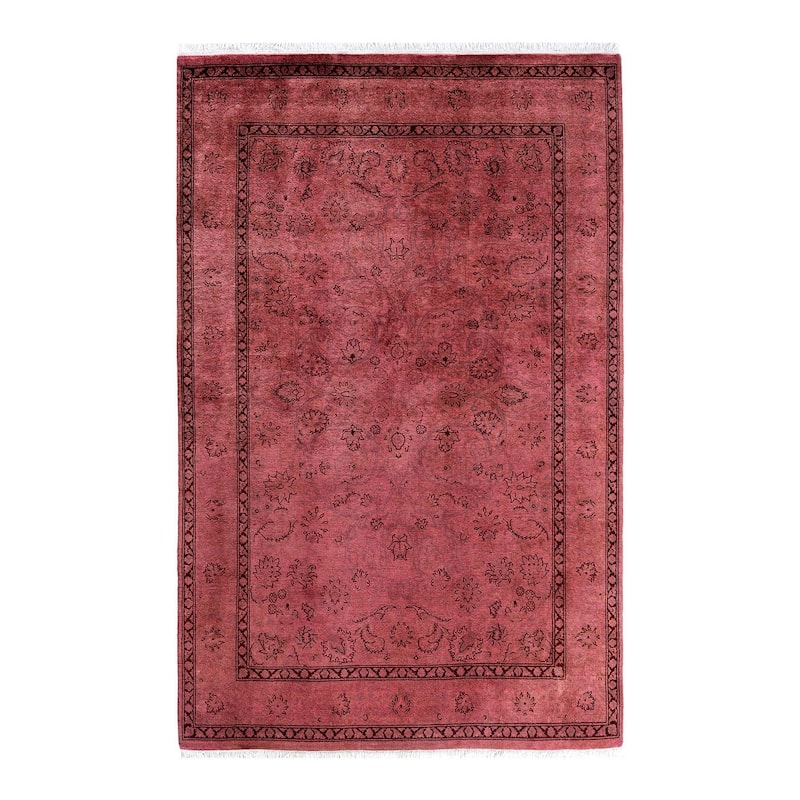 Fine Vibrance One-of-a-Kind Hand-Knotted Area Rug - Pink, 4' 2" x 6' 5" - 4' 2" x 6' 5"