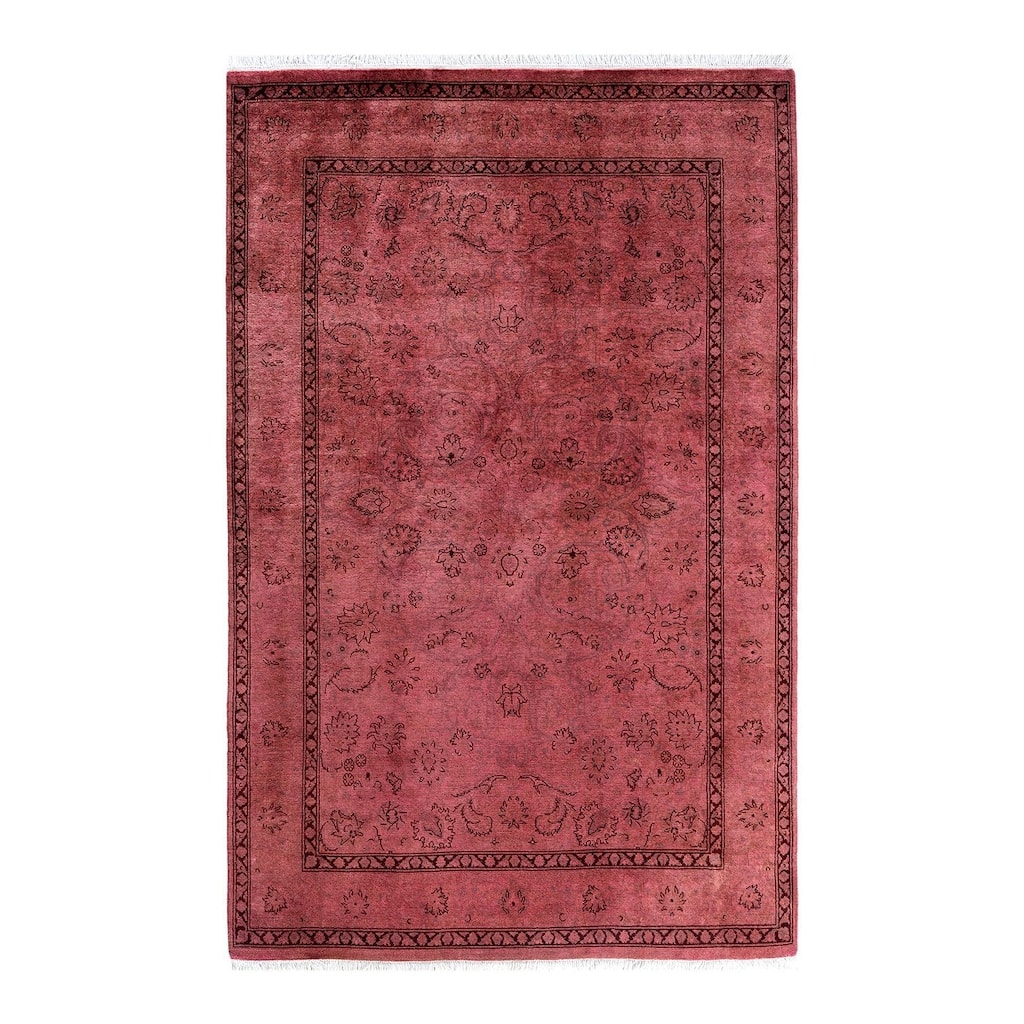 Fine Vibrance One-of-a-Kind Hand-Knotted Area Rug - Pink, 4' 2" x 6' 5" - 4' 2" x 6' 5"