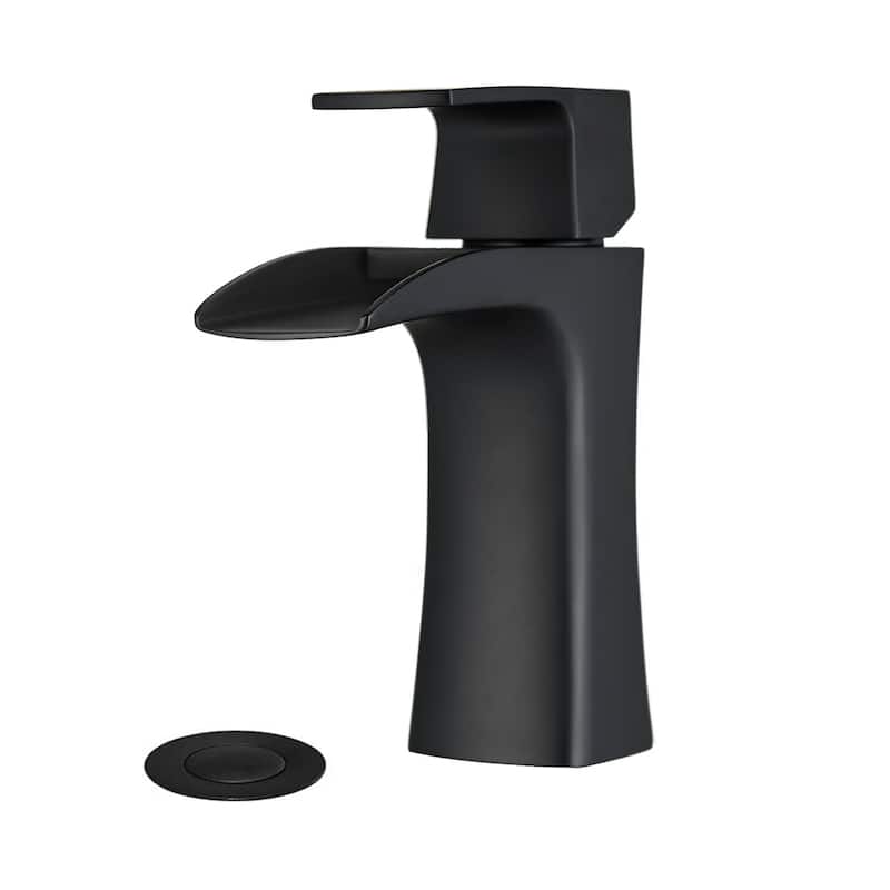 BATHLET Waterfall Bathroom Sink Faucet Single Handle Bath Faucet - Matte Black