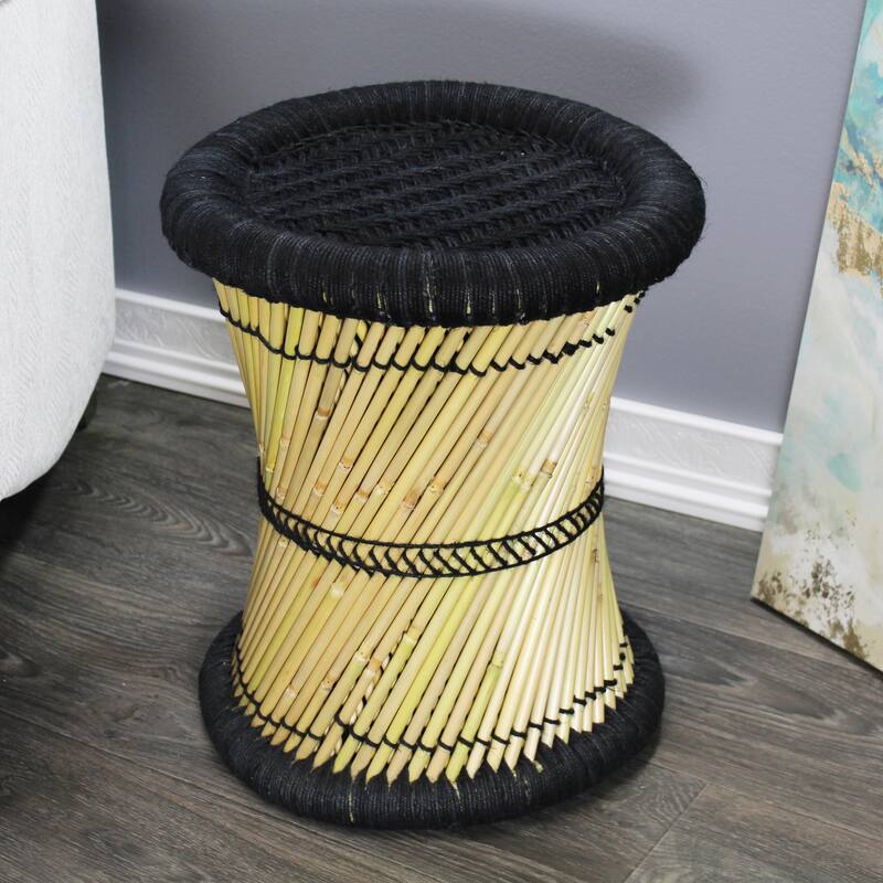 Natural Geo Moray Decorative Handwoven Jute Accent Stool