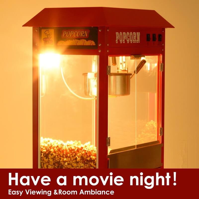 Commercial Popcorn Machine Cart with Interior Light