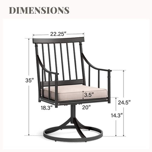 dimension image slide 0 of 3, MAISON ARTS 7 Pieces Patio Dining Set Steel Panel Table & 6 Dining Arm Chairs