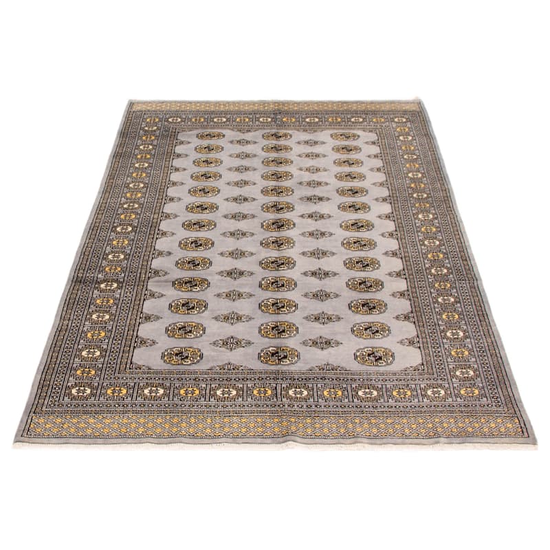 Finest Peshawar Bokhara Grey Rug 5'6" x 7'11" - 5'6 x 7'11