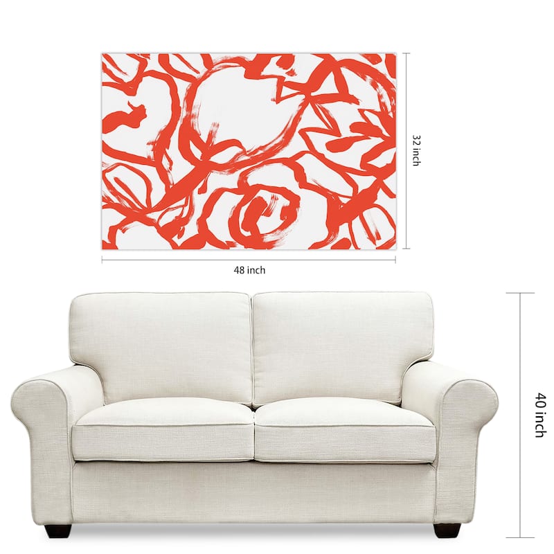Empire Art Direct Scarlet Blooms I Floral Printed Tempered Glass Wall Art