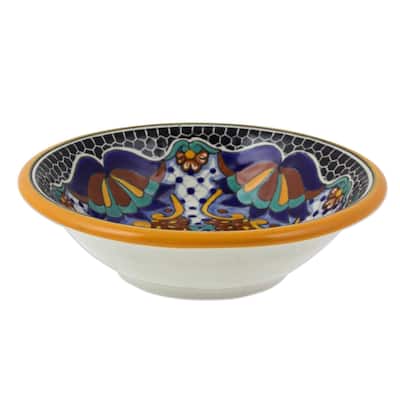 Handmade Zacatlan Flowers (pair) Ceramic soup bowls (Mexico) - 8' x 10'