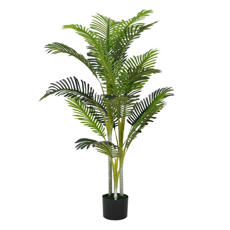 Roomfitters 61'' Artificial Palm Tree Set of 2, Tall Faux Indoor Plants with Black Plastic Pots for Home Decor, Green