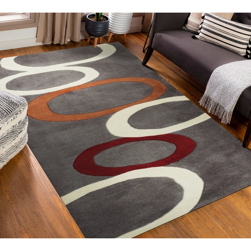 Gray Transitional Stripe Modern Tufted Area Rug - Elegant and Timeless Design - 2 x 6'