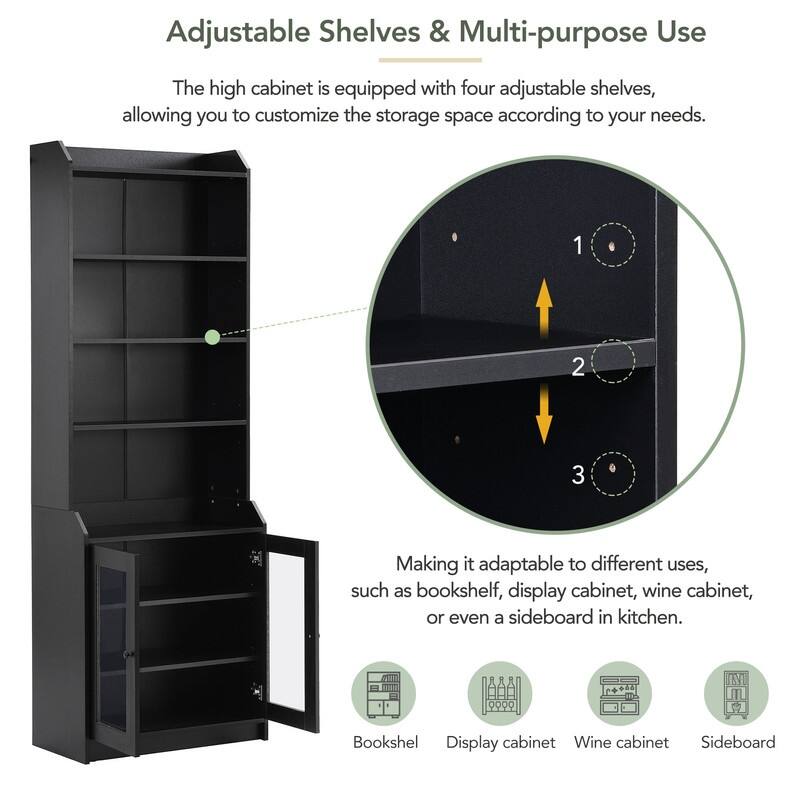 78" Tall Kitchen Pantry,Kitchen Cabinet with Doors and Adjustable Shelves,Storage Cabinet for Kitchen