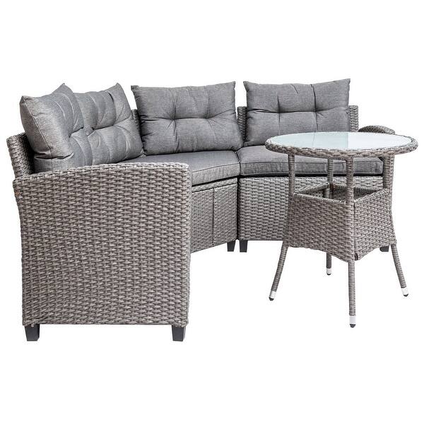 Shop Leisure Zone 4 Piece Resin Wicker Patio Furniture Set With Round Table Overstock 31319065