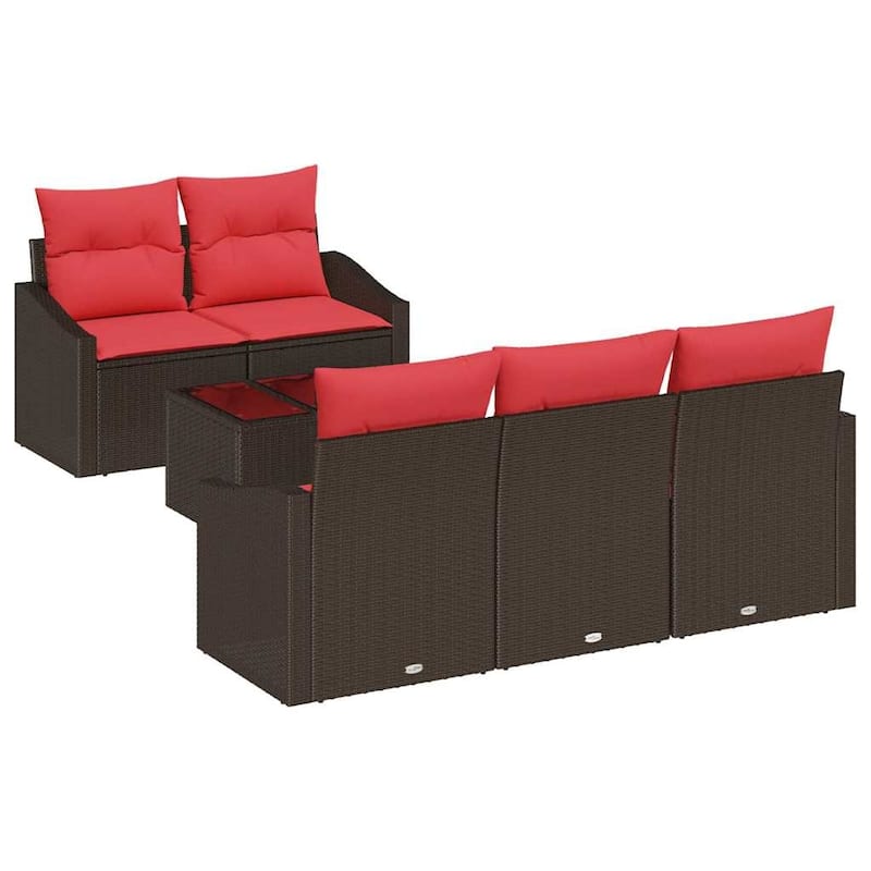 vidaXL 6 Piece Garden Sofa Set with Cushions - 70.1×24.4×27.2