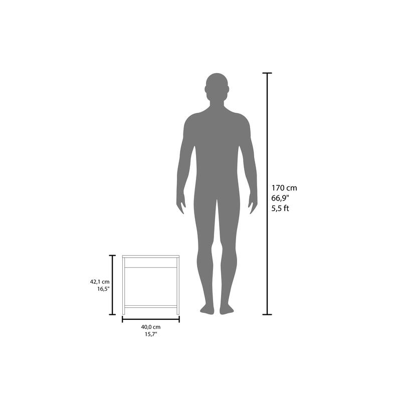 Compact Night Table with Spacious Shelf, White, Modern Style