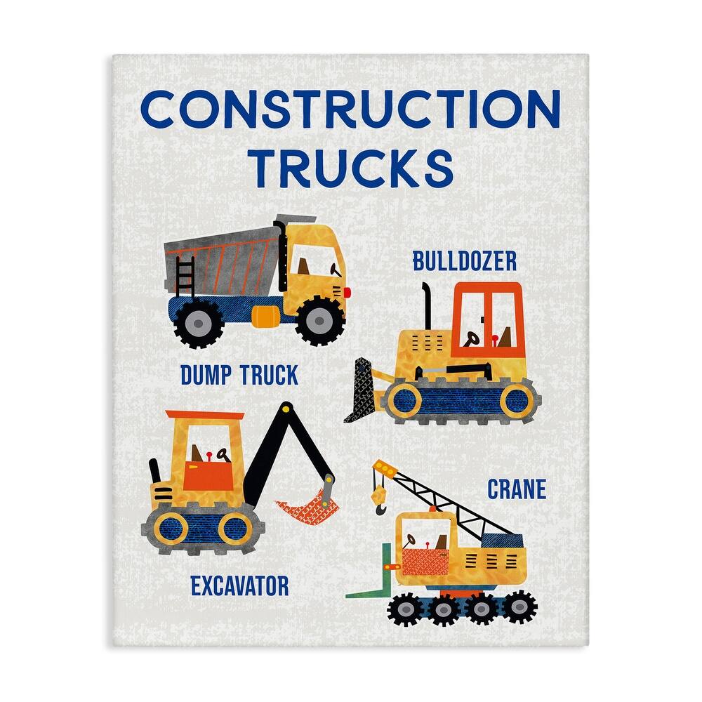 Stupell Educational Construction Trucks Canvas Wall Art Design By Conrad Knutsen