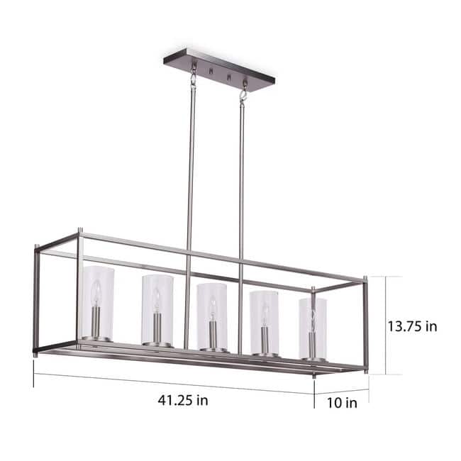 5-light Rectangular Linear Chandelier - Brushed Nickel