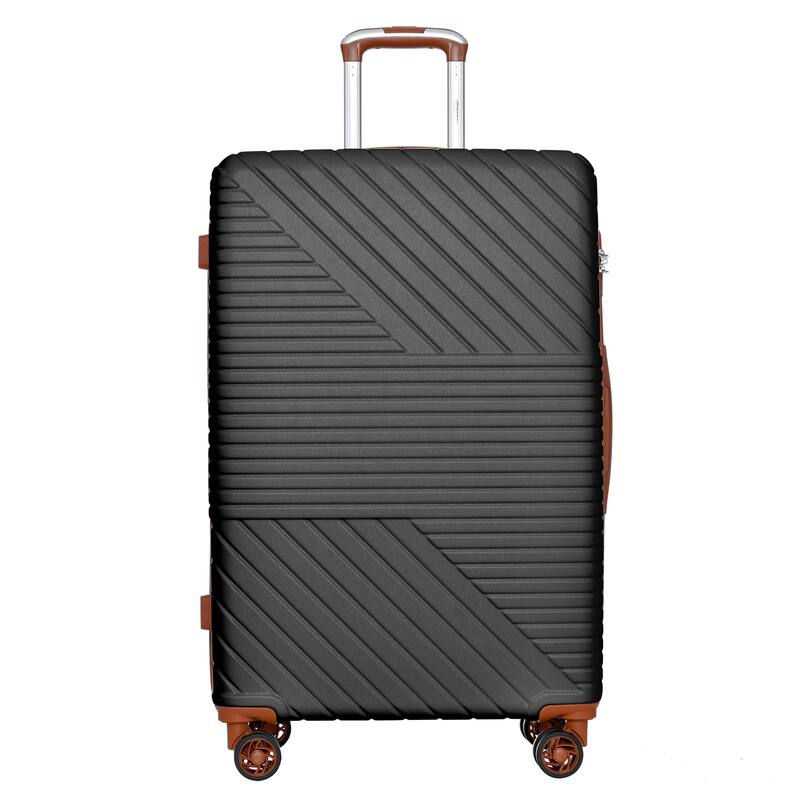 3 Piece Hardshell Luggage Spinner 8 Wheels Suitcase Sets (20"24"28") - Black Brown