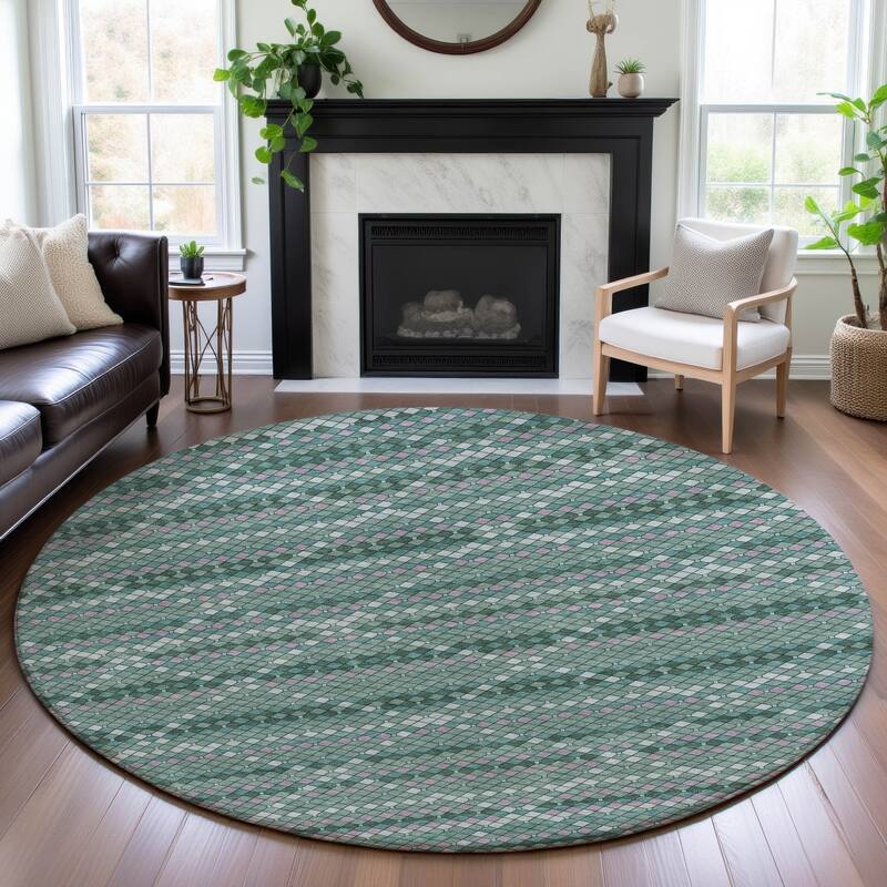 Premium Washable Super Soft Trellis Ombre Mayfield Rug - Teal - 8' x 8'