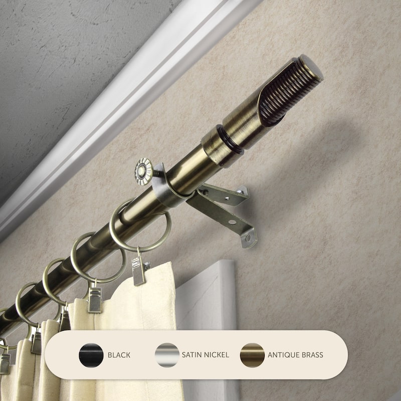 InStyleDesign Barra Adjustable Curtain Rod - 28 to 48 inches - Antique Brass
