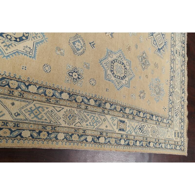 Vegetable Dye Geometric Oriental Super Kazak Wool Area Rug Handmade - 8'5" x 11'6"