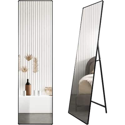 61" x 16" Full Length Mirror in Black with Square Stand