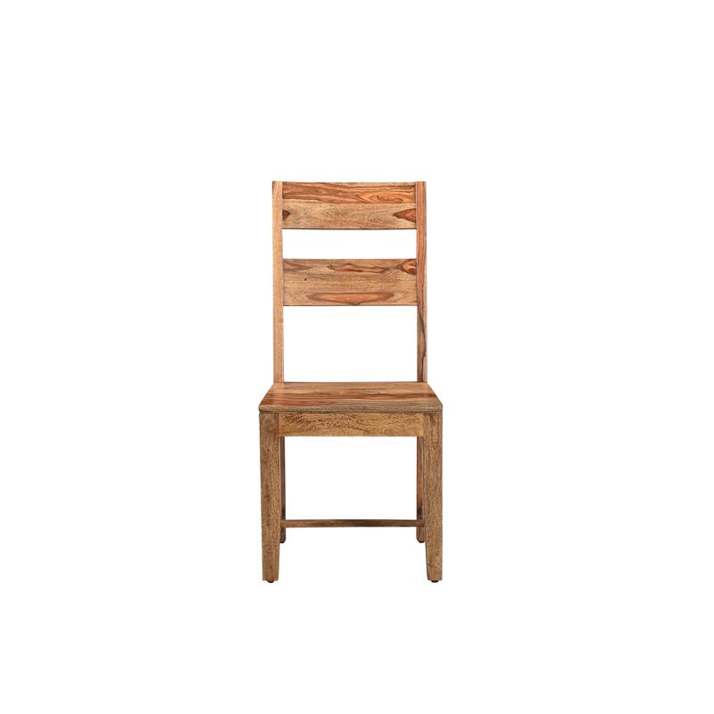 HomeRoots Set of Two Brown Solid Wood Ladder Back Dining Side Chairs - 18 in. x 39 in. x 18 in.