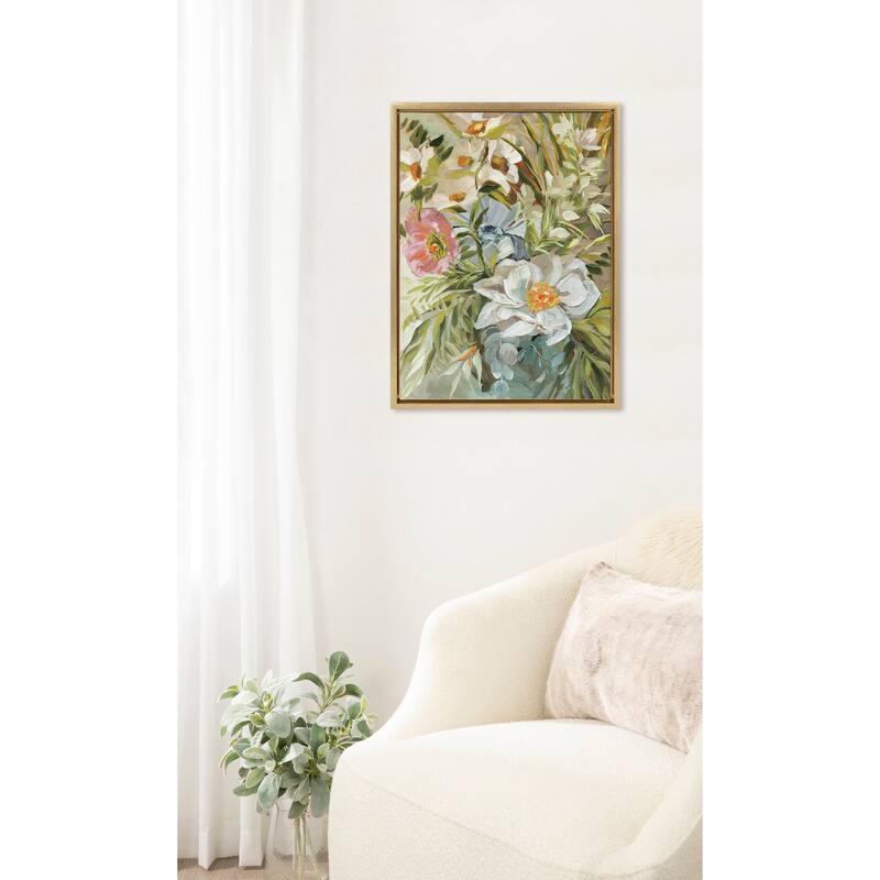 Kate and Laurel Sylvie Flower Garden Framed Canvas by Annie Quigley
