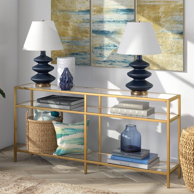 Sivil Steel and Glass Console Table - 64" Brass