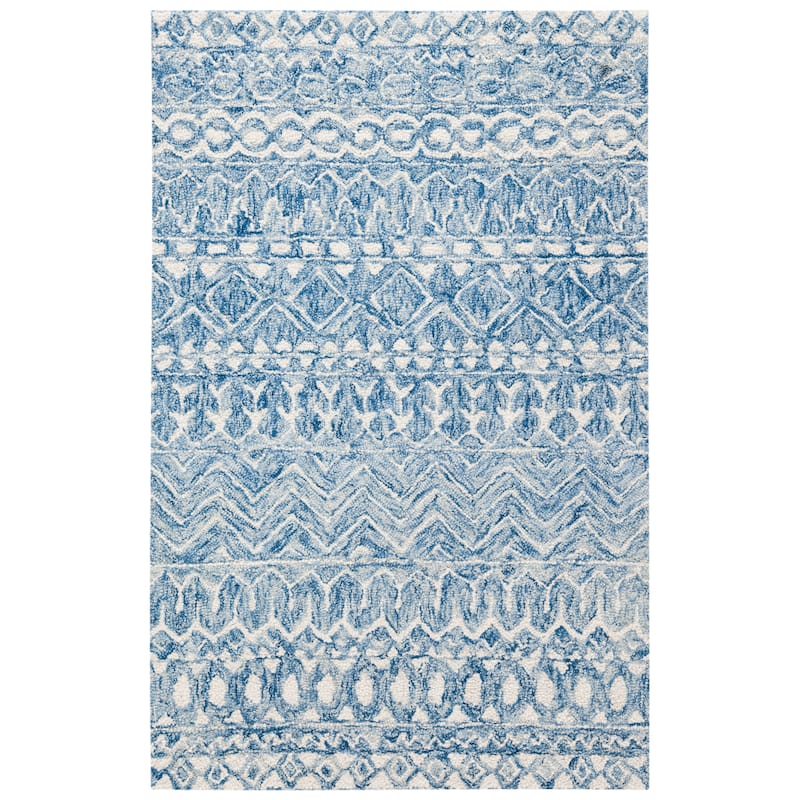 SAFAVIEH, Handmade Micro-Loop Fedosia Wool Rug - 2'3" x 5' - Blue/Ivory
