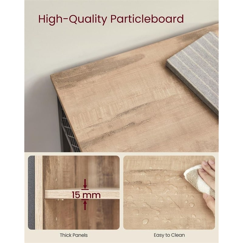 Wood Buffet Cabinet with Open Compartment, Sliding Barn Door Storage - 11.8”D x 27.6”W x 31.5”H