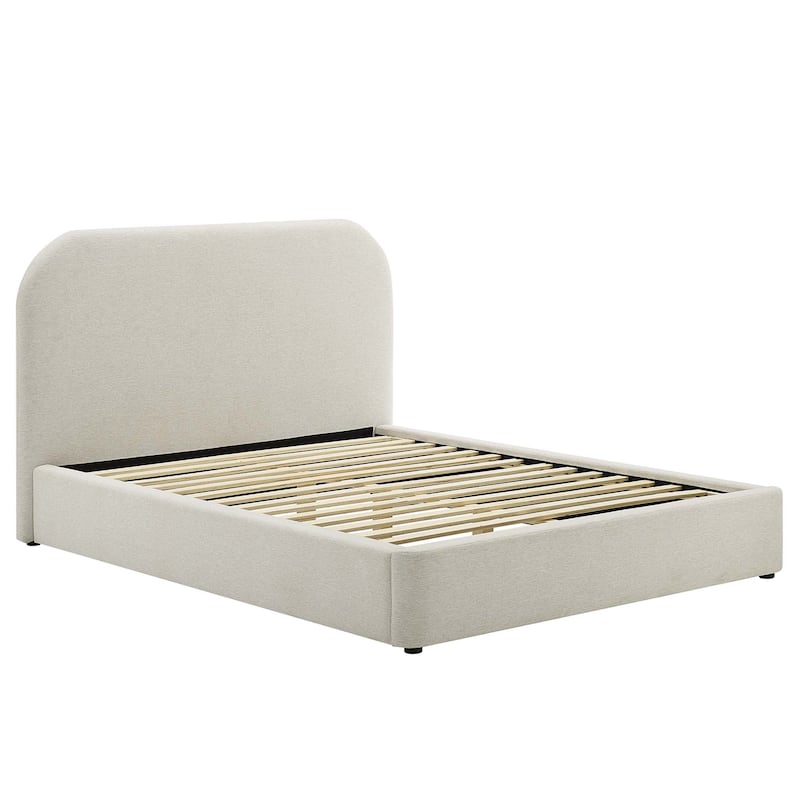 Keynote Upholstered Fabric Curved Queen Platform Bed