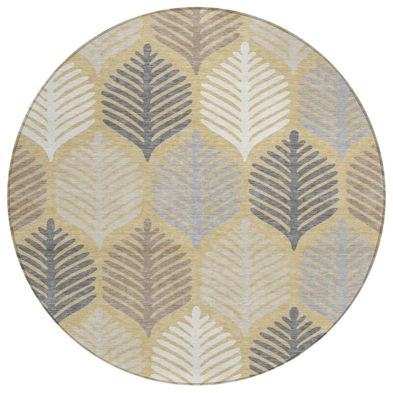 Machine Washable Indoor/ Outdoor Modern Fern Chantille Rug